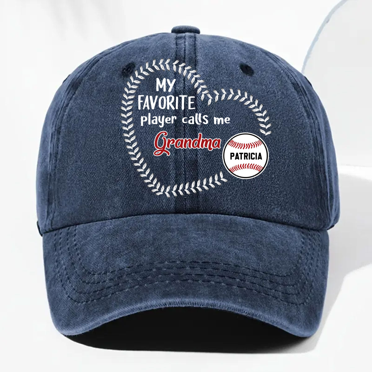 My Fav Players Call Me Grandma - Personalized Custom Vintage Washed Denim Cap