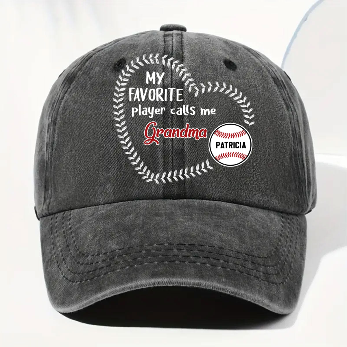 My Fav Players Call Me Grandma - Personalized Custom Vintage Washed Denim Cap