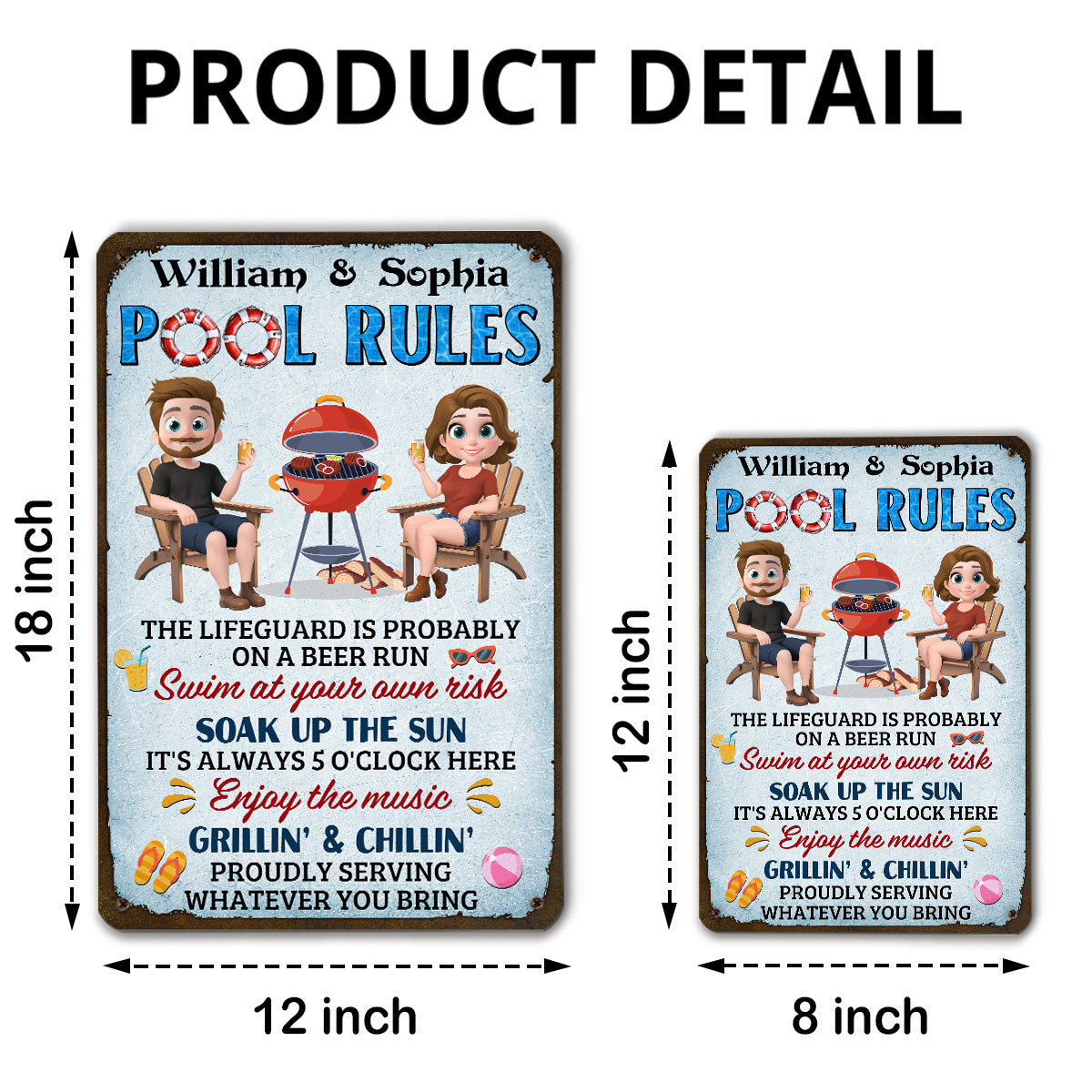 Pool Rules - Personalized Custom Metal Sign