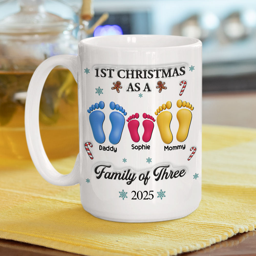 Our First Christmas - Personalized Custom 3D Effect Coffee Mug