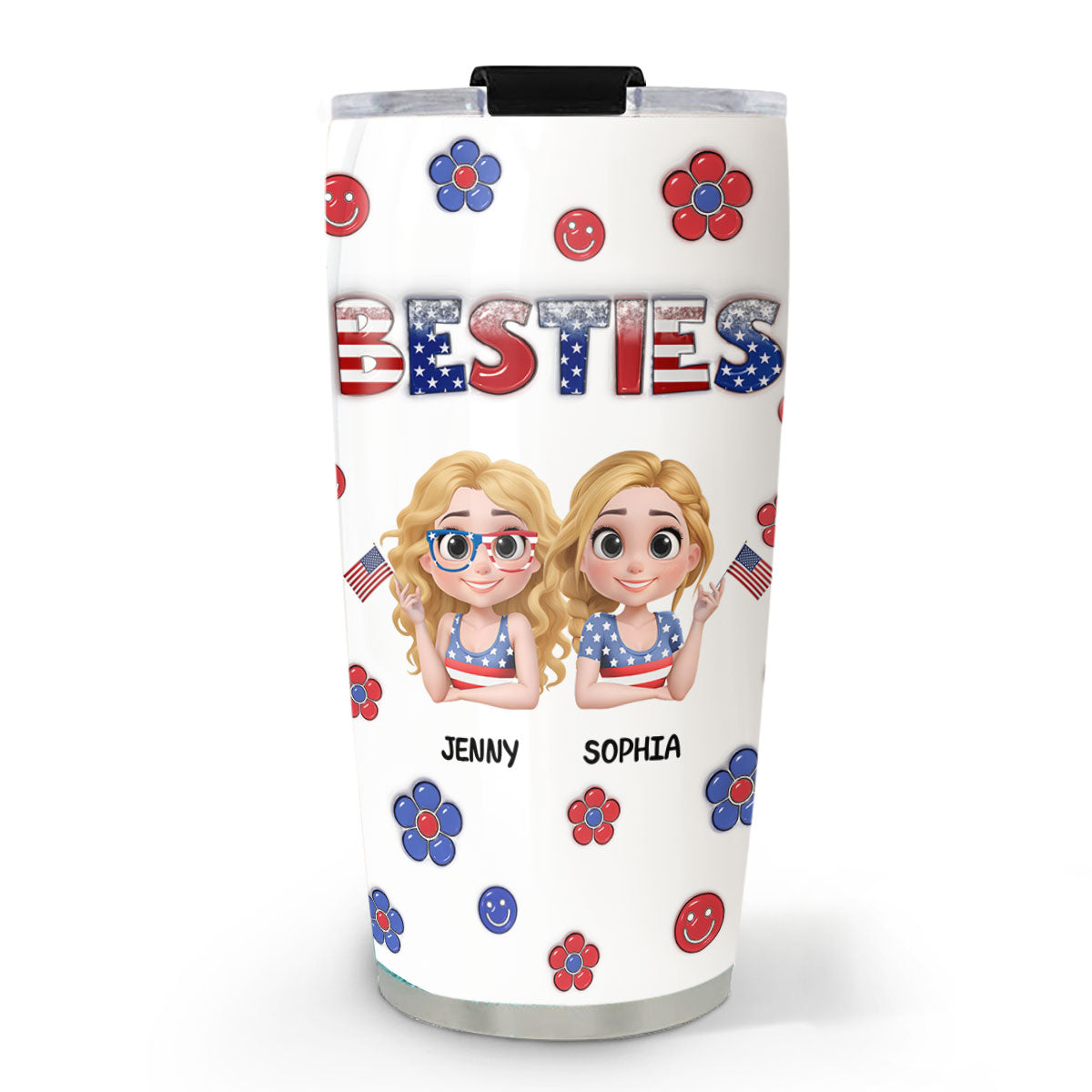 American Besties  - Personalized Custom 3D Inflated Effect Tumbler