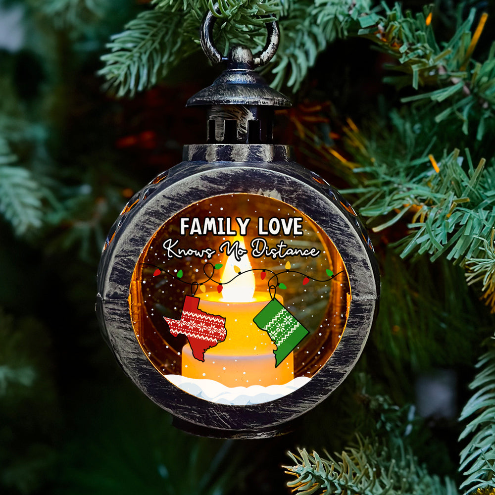 Family Love Knows No Distance - Personalized Custom Christmas Lantern