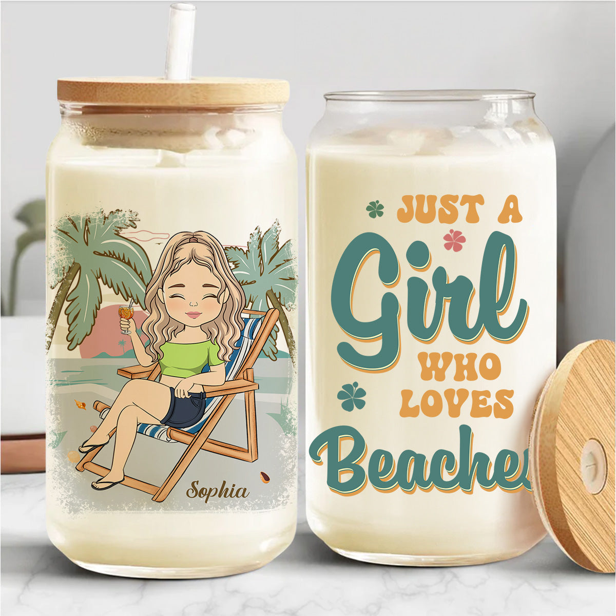 Just A Girl Who Loves Beaches - Personalized Custom Glass Can