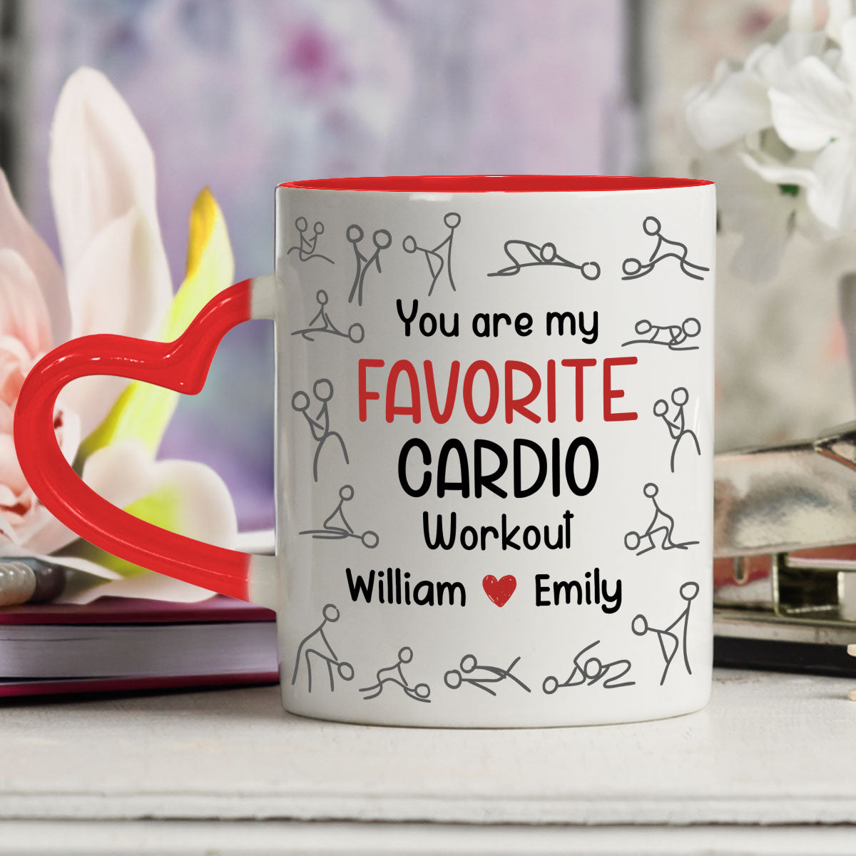 My Favorite Cardio - Personalized Custom Heart Handle Mug