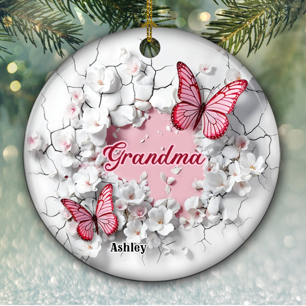 Grandma Butterfly - Personalized Custom Ceramic Ornament