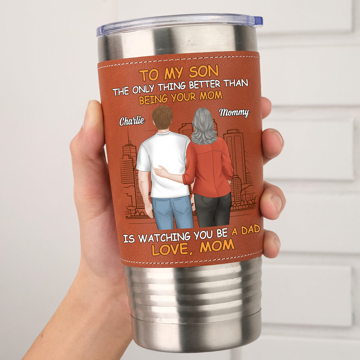To My Son - Personalized Custom Leather Tumbler