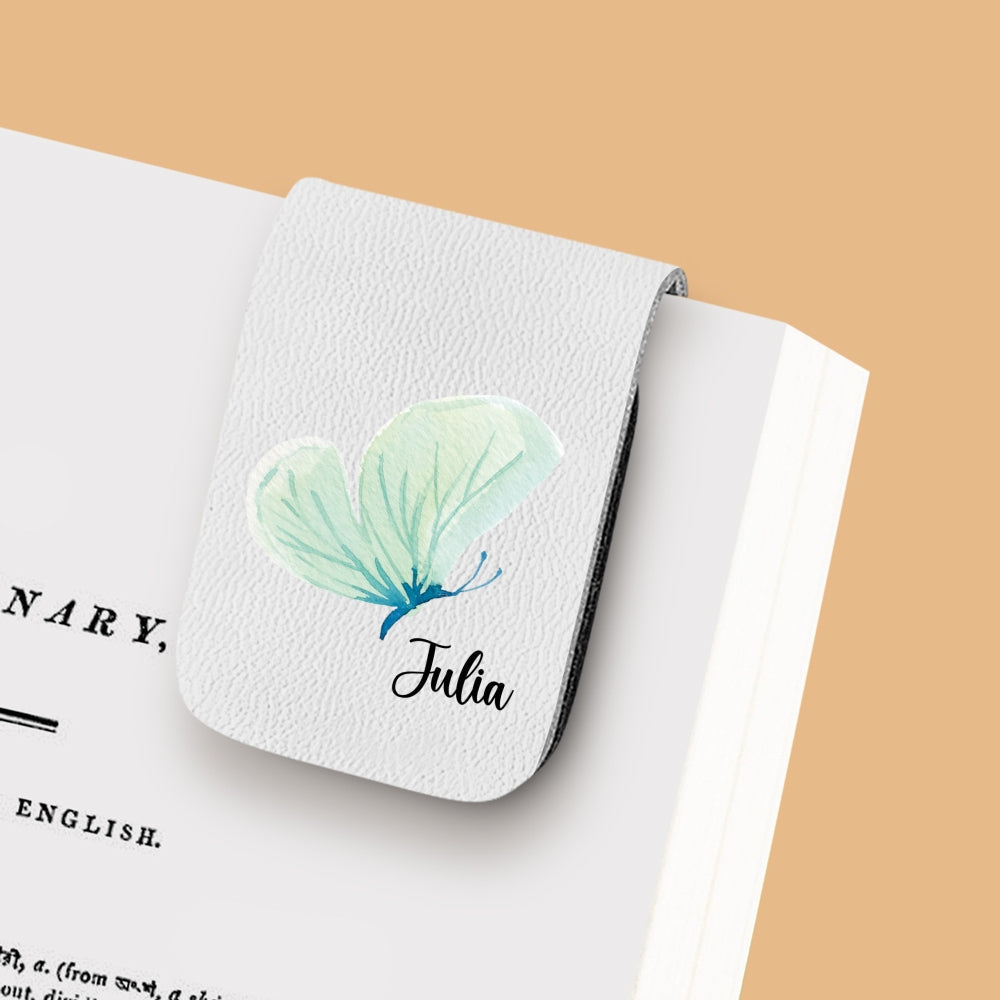 Floral Butterfly - Personalized Custom Leather Bookmark