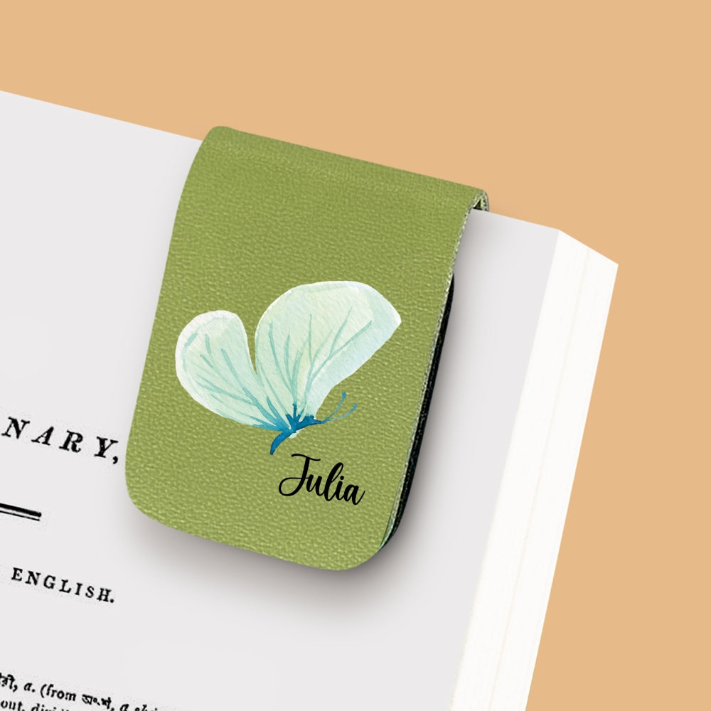 Floral Butterfly - Personalized Custom Leather Bookmark