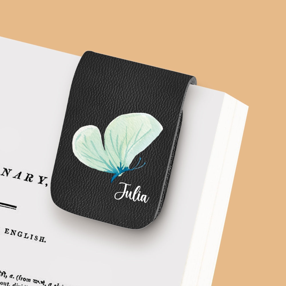 Floral Butterfly - Personalized Custom Leather Bookmark