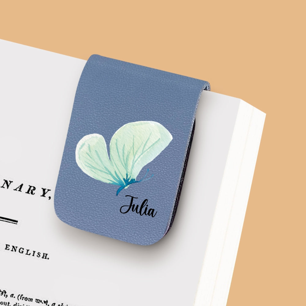 Floral Butterfly - Personalized Custom Leather Bookmark
