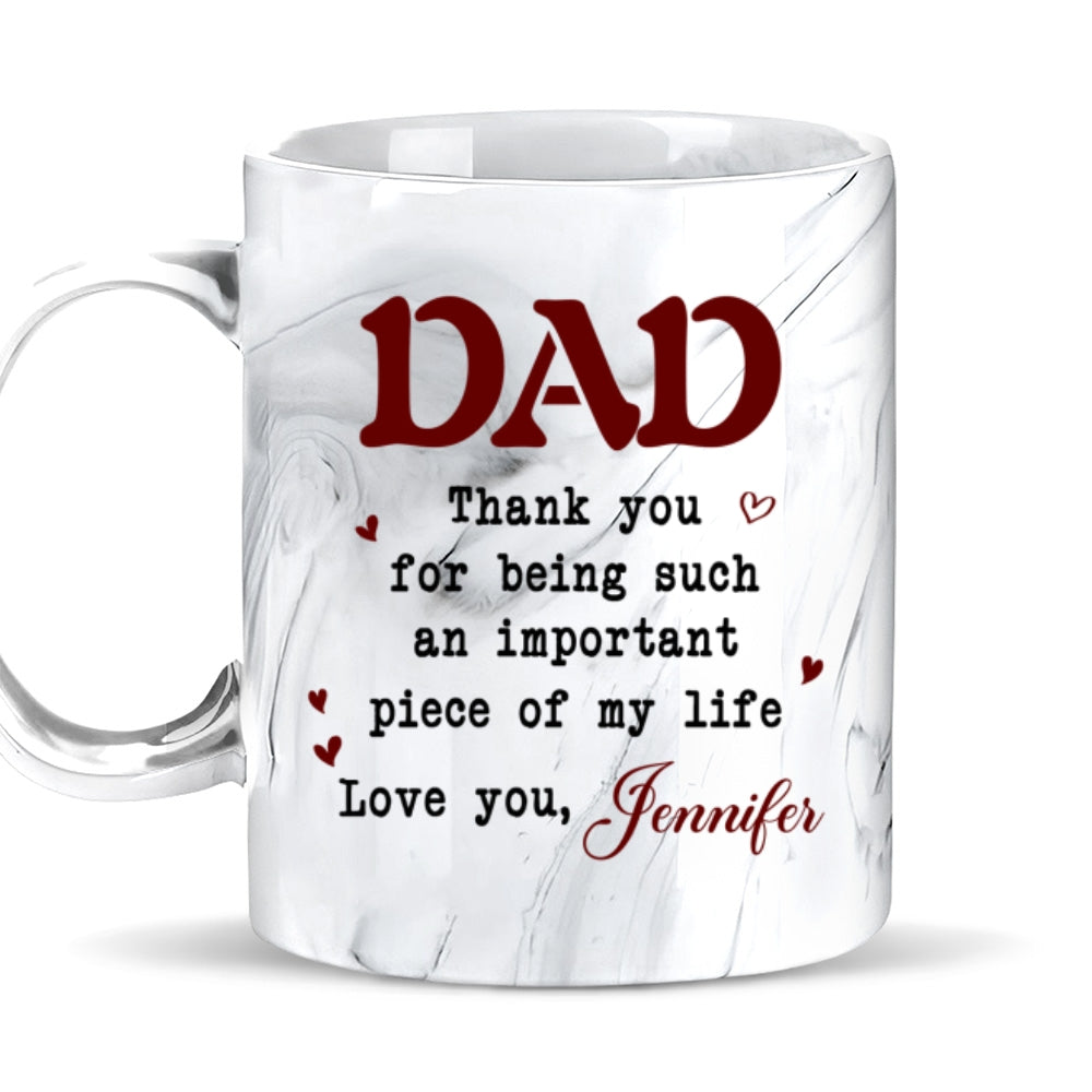 Piece Of My Life - Personalized Custom Grey Marble Mug