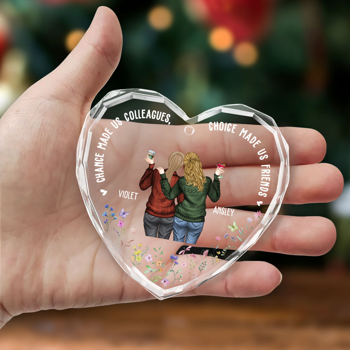 Work Made Us Colleagues - Personalized Custom Glass Ornament