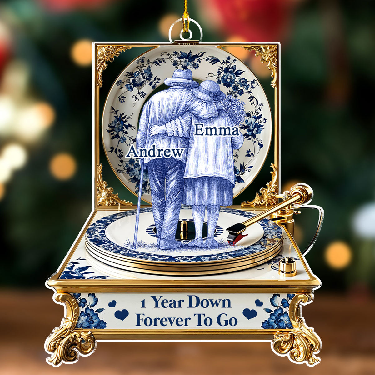 Love In Blue Toile - Personalized Custom Acrylic Ornament