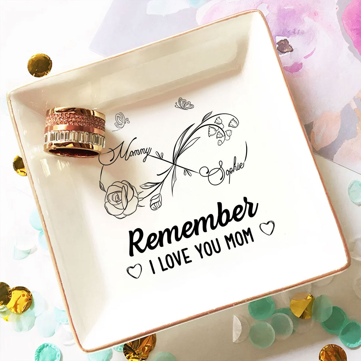 Endless Love For Mom Keepsake - Personalized Custom Jewelry Dish