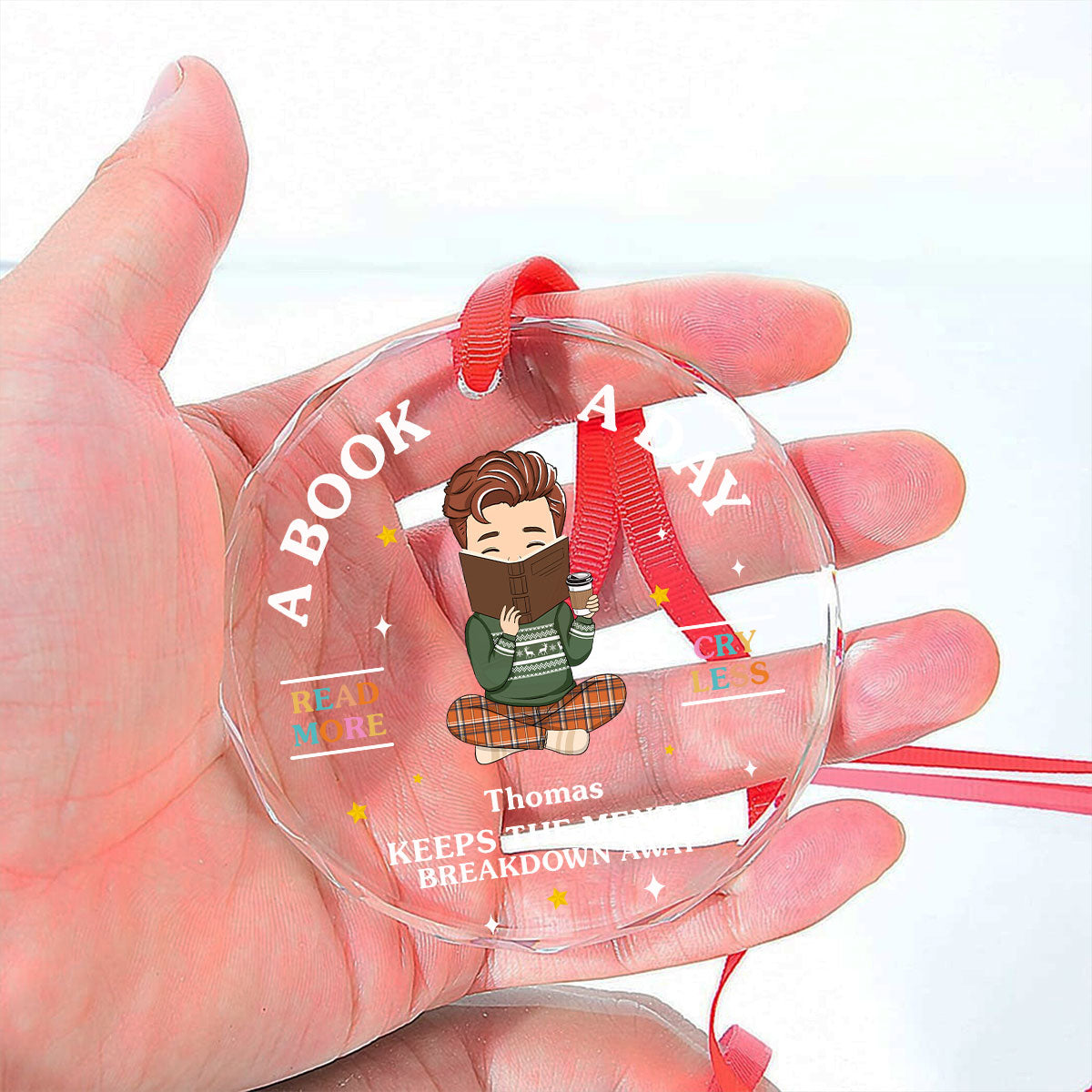 Read More, Cry Less - Personalized Custom Glass Ornament