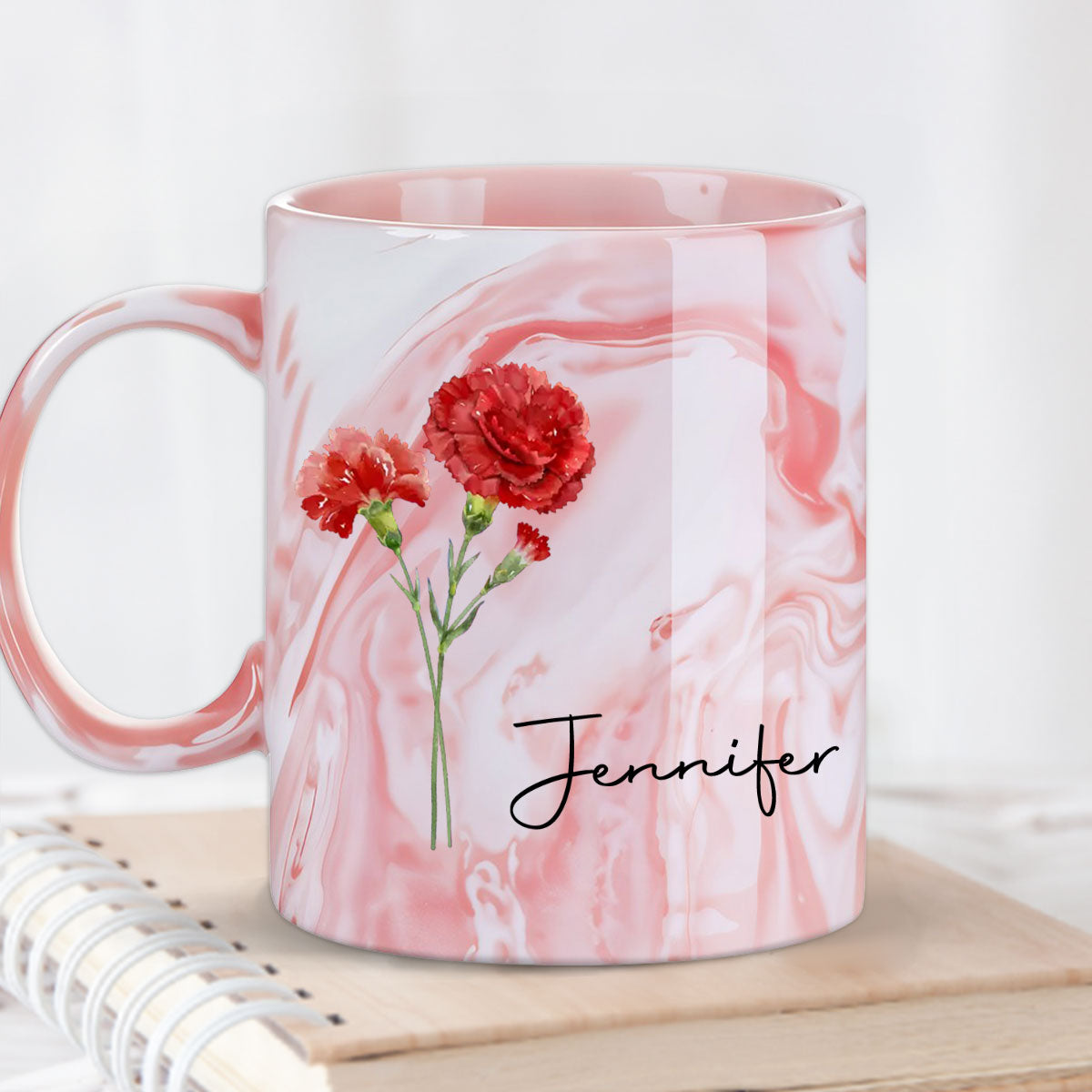 Friends Are Flowers That Never Fade - Personalized Custom Pink Marble Mug