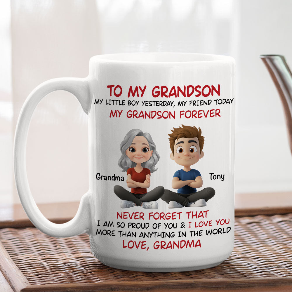 Grandson You Are My Little Boy Yesterday - Personalized Custom Coffee Mug