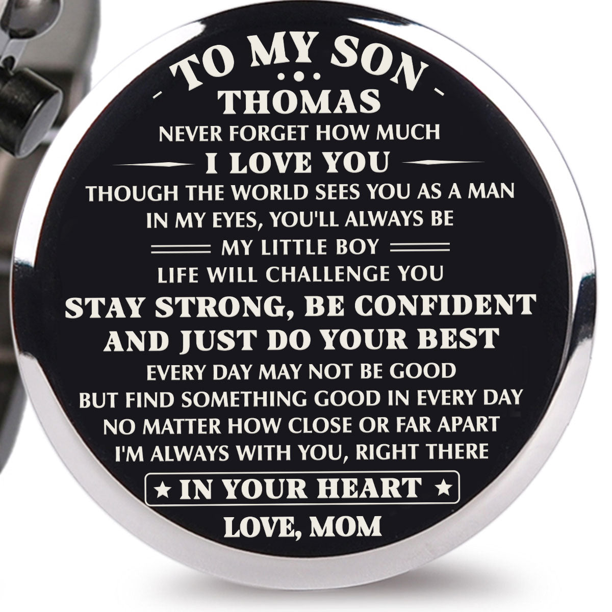 Mom To Son Stay Strong - Personalized Engraved Wooden Watches GQ026
