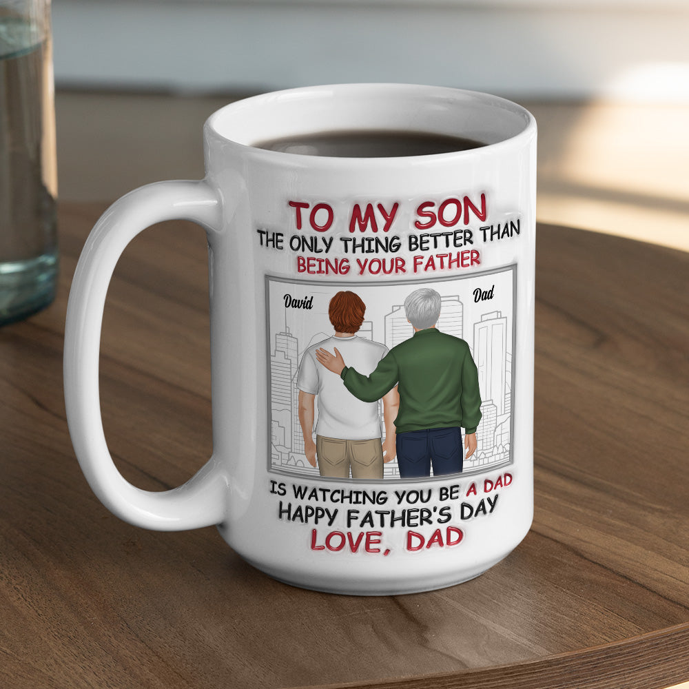 Fatherhood Looks Good On You - Personalized Custom 3D Inflated Effect Mug
