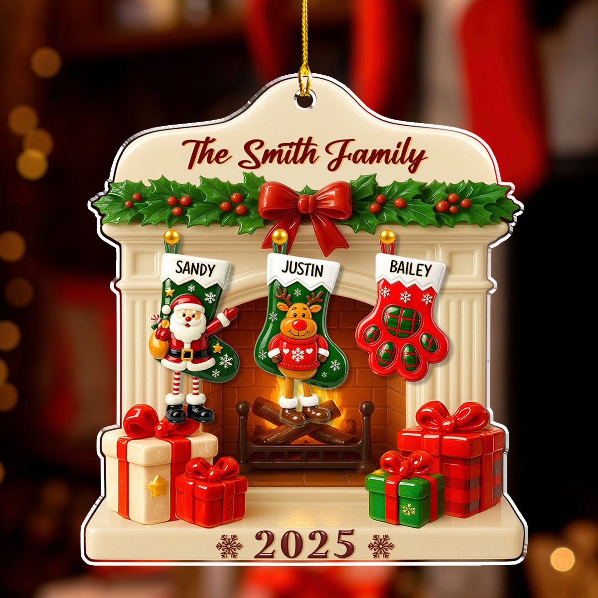 Jolly Stockings Hanging - Personalized Custom Acrylic Ornament