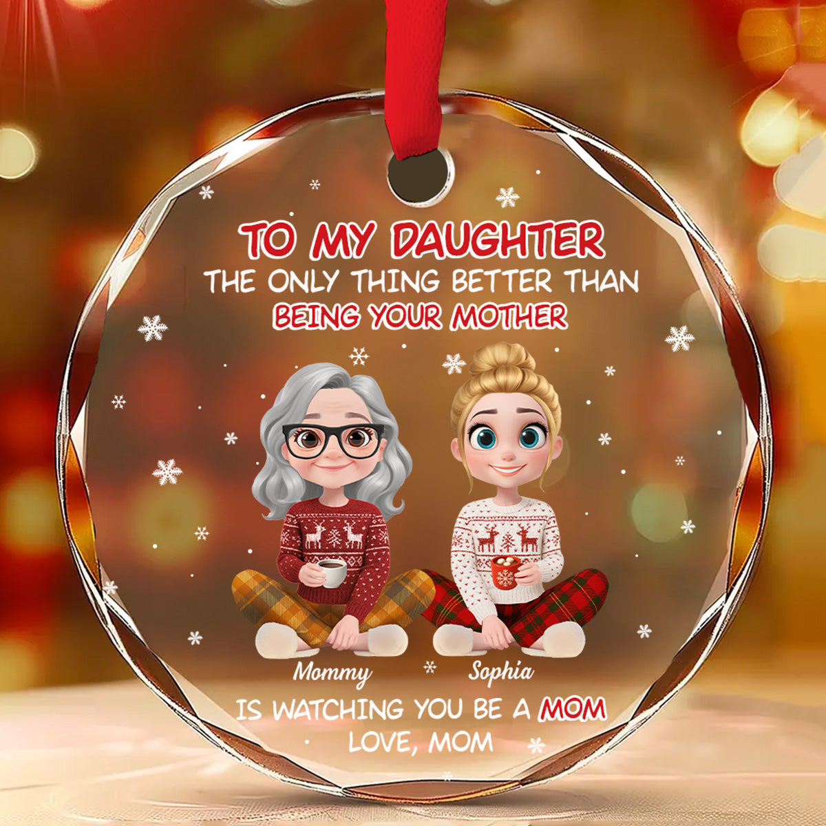 Watching You Become A Mother - Personalized Custom Glass Ornament