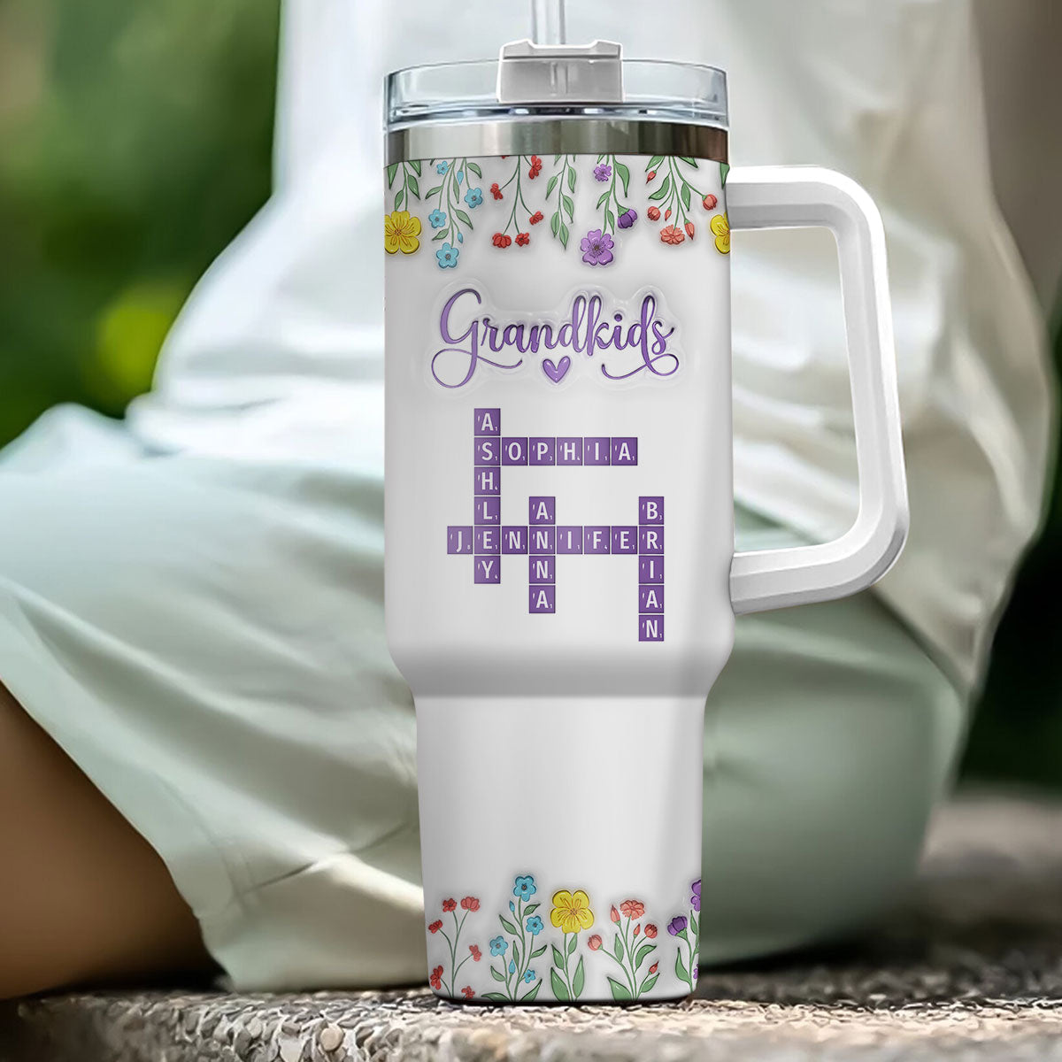 Love My Grandkids Crossword - Personalized Custom 3D Inflated Effect Printed 40 Oz Tumbler