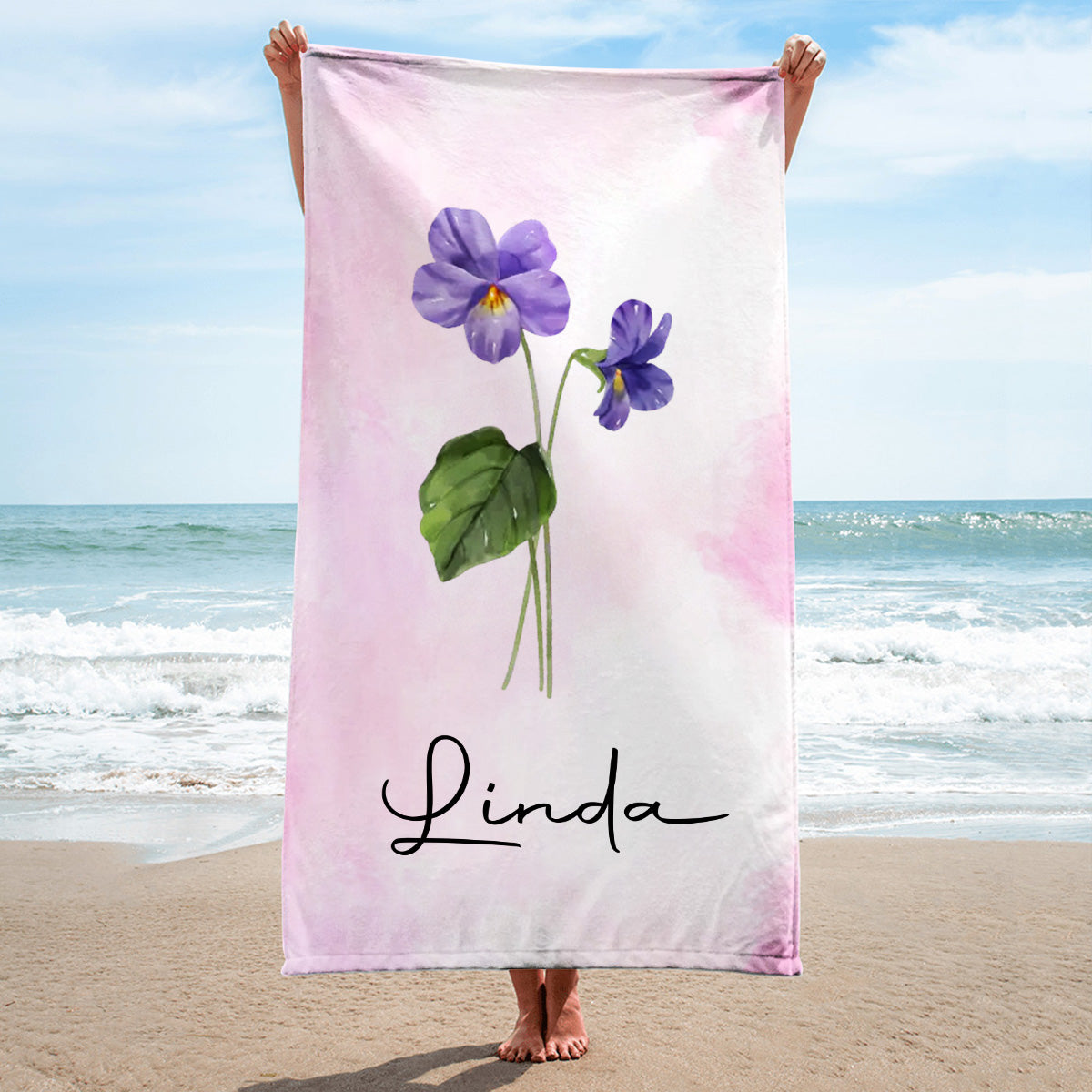 Beach Flower -  Personalized Custom Beach Towel