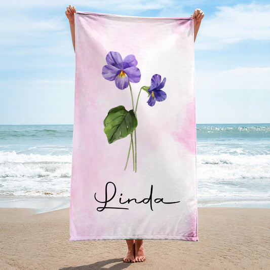 Beach Flower -  Personalized Custom Beach Towel