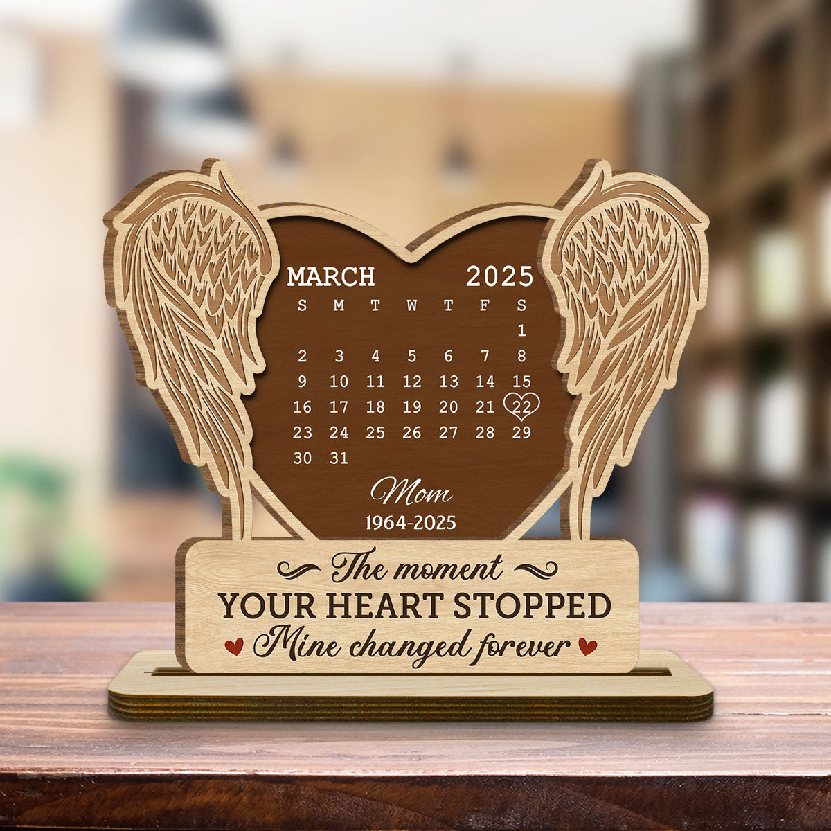 The Moment - Personalized Custom 2-Layer Wood Plaque With Flat Base