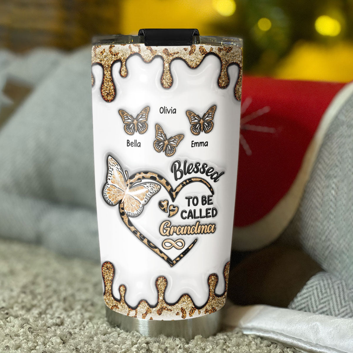 Butterfly Grammy - Personalized Custom 3D Inflated Effect Tumbler