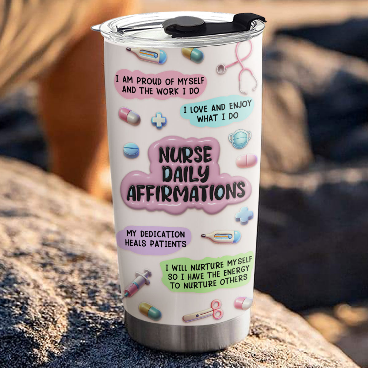 Nurse Daily Affirmations - Personalized Custom 3D Effect Tumbler