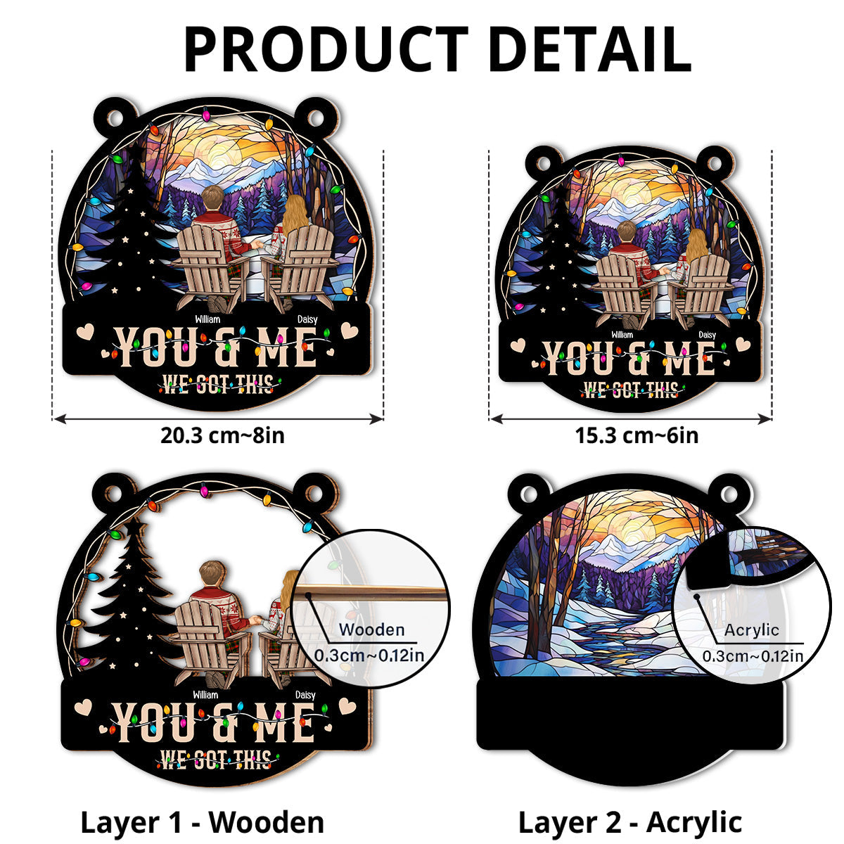 You And Me And Merry Christmas - Personalized Custom Suncatcher