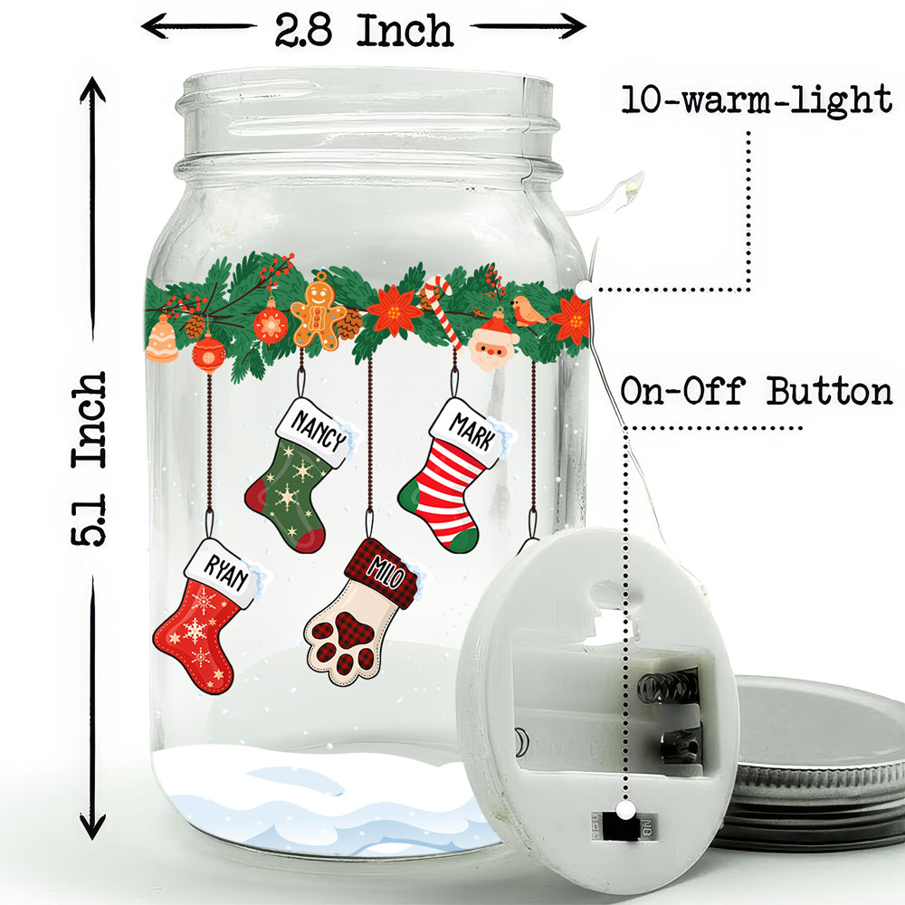 Lovely Stocking - Personalized Custom Mason Jar Light