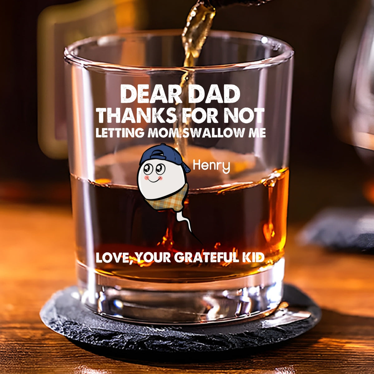 Thanks For Not Letting Mom Swallow Us - Personalized Custom Whiskey Glass