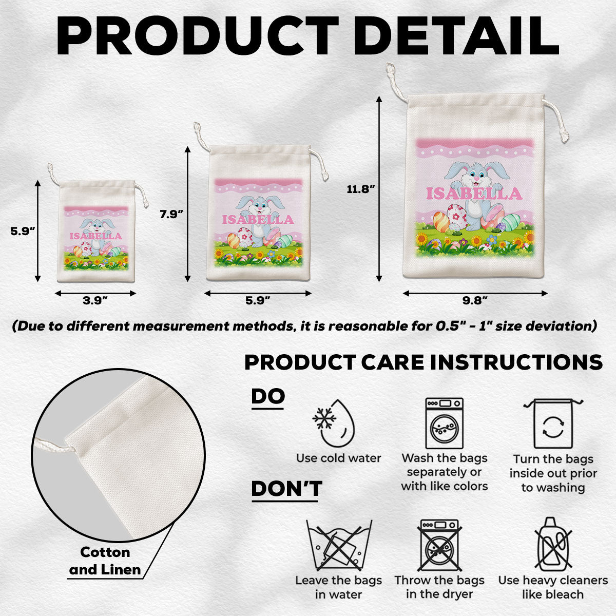 Blue Pink Bunny - Personalized Custom Favor Bag