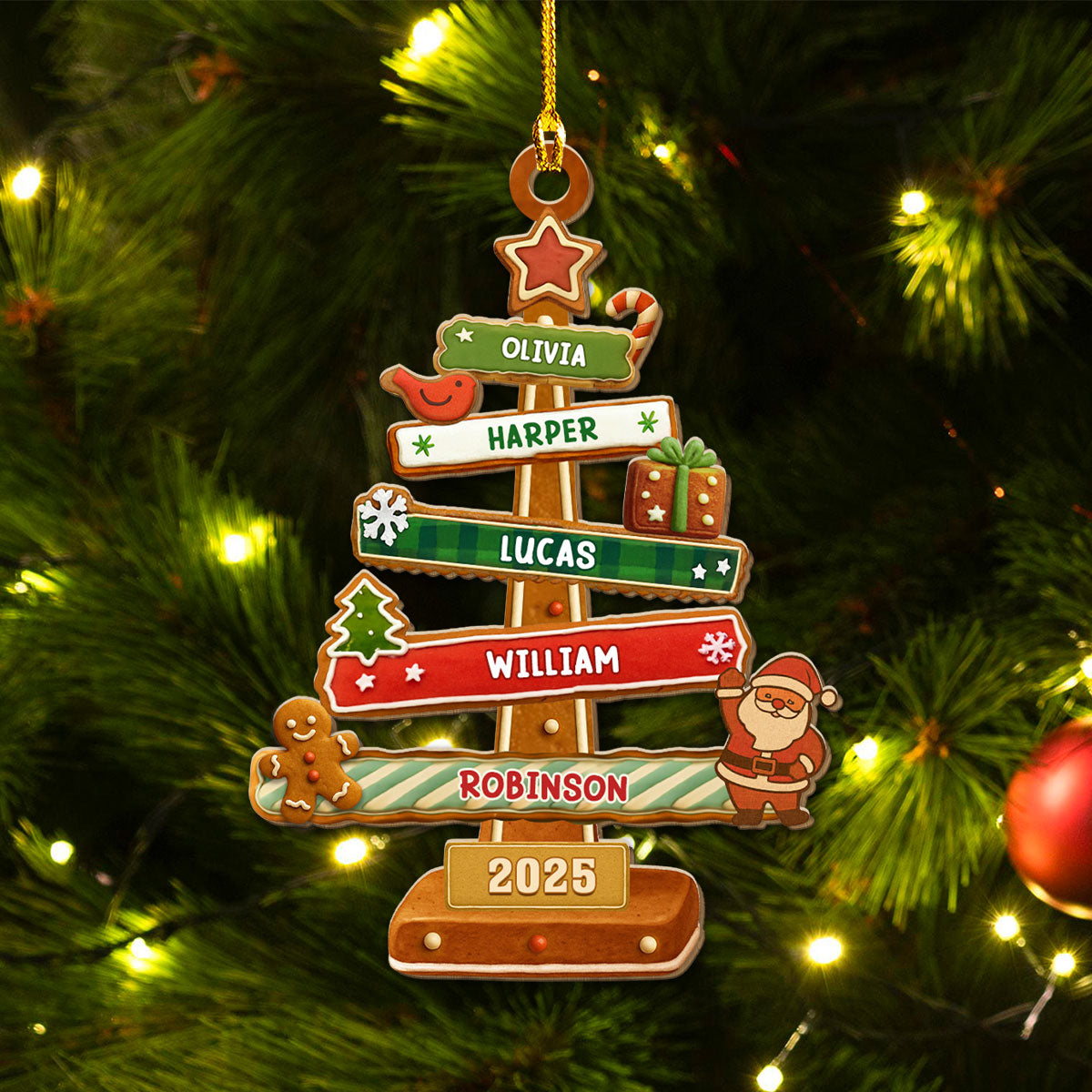 Gingerbread Christmas Tree - Personalized Custom Wood Ornament