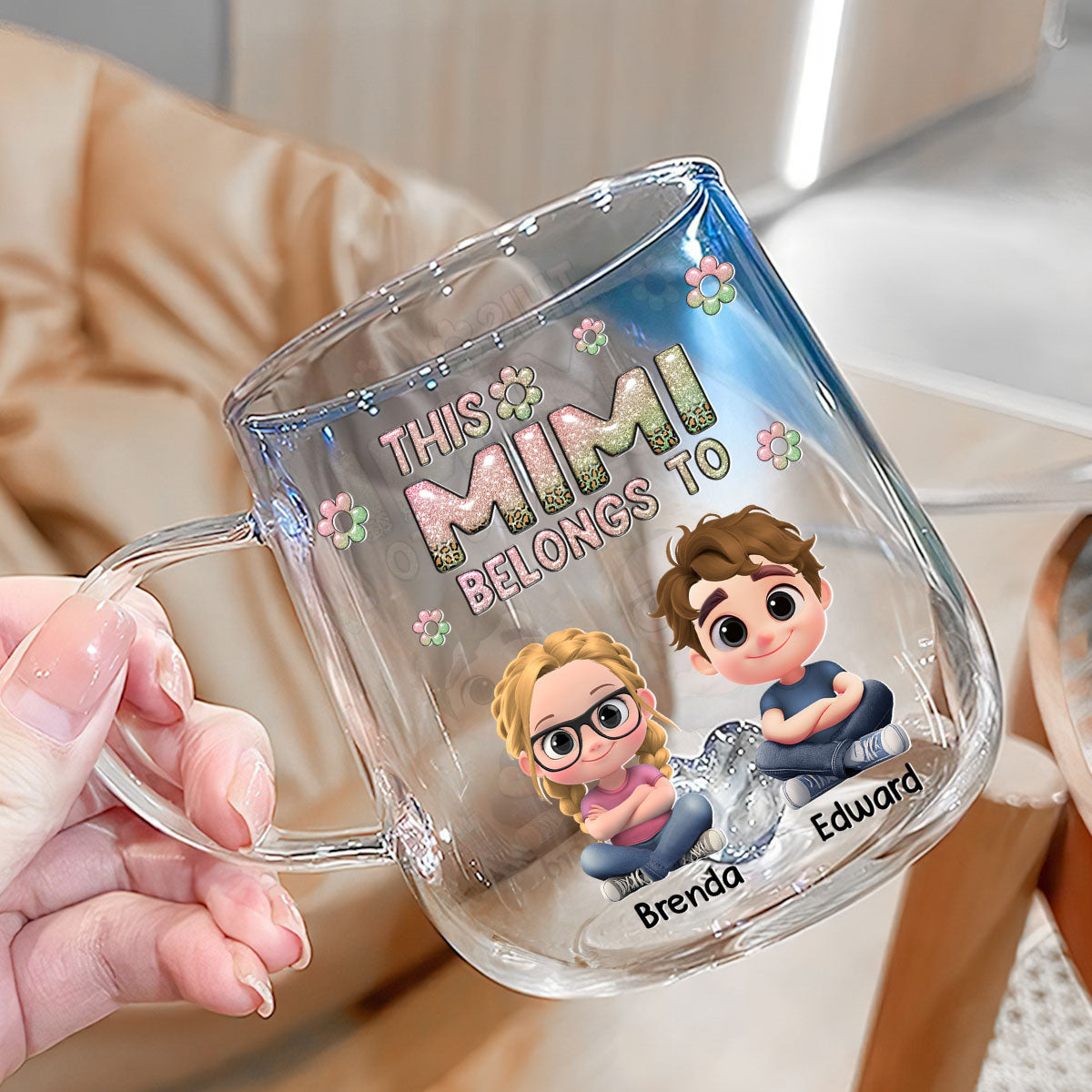 This Nana Belongs To - Personalized Custom Blue Gradient Glass Mug