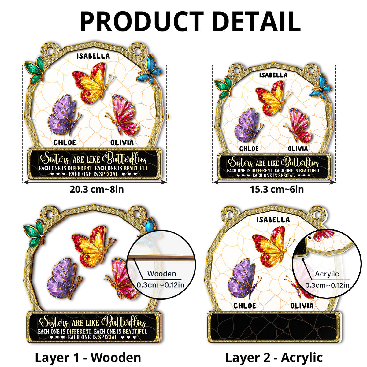 Besties Are Like Butterflies - Personalized Custom Suncatcher