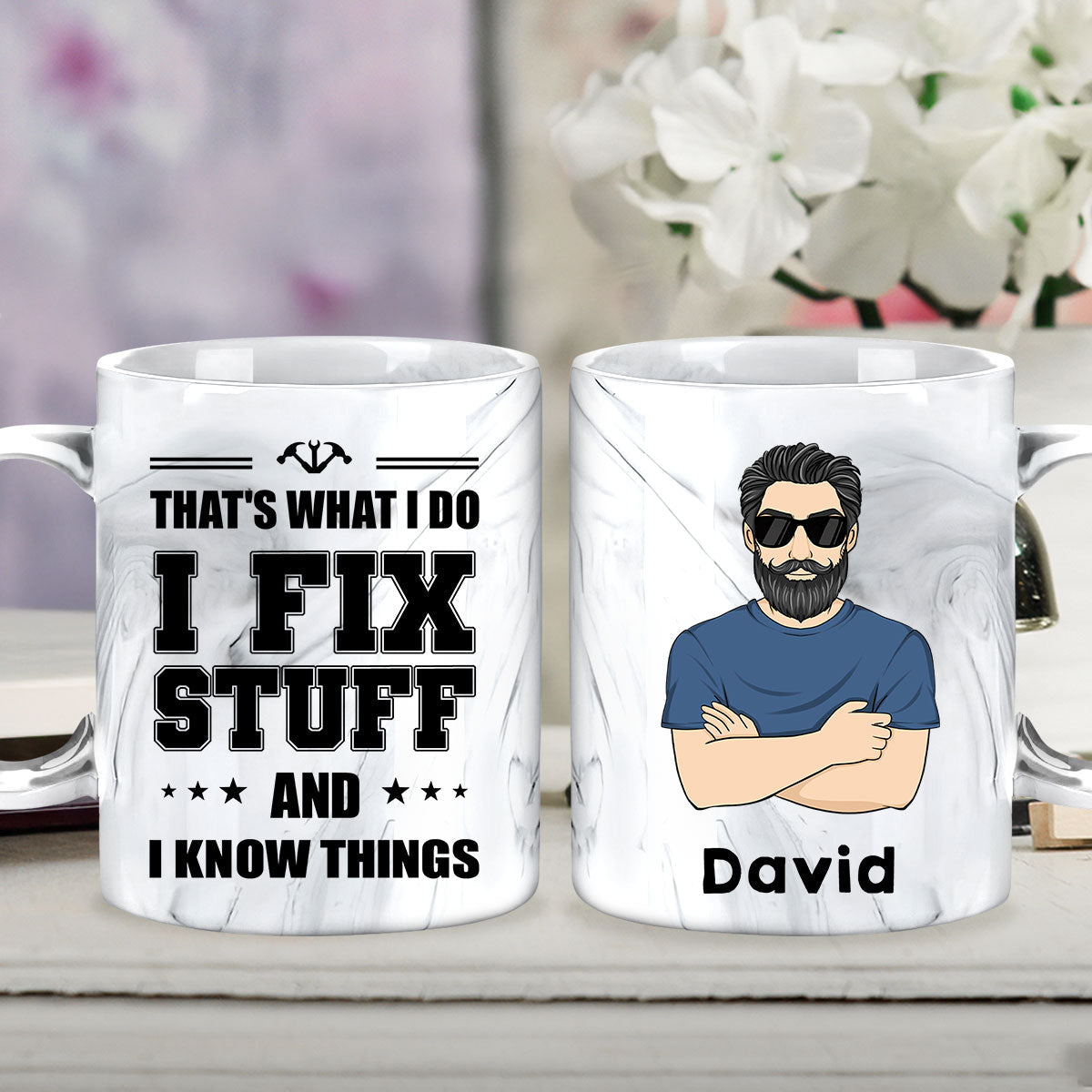 That Is what I Do - Personalized Custom Grey Marble Mug