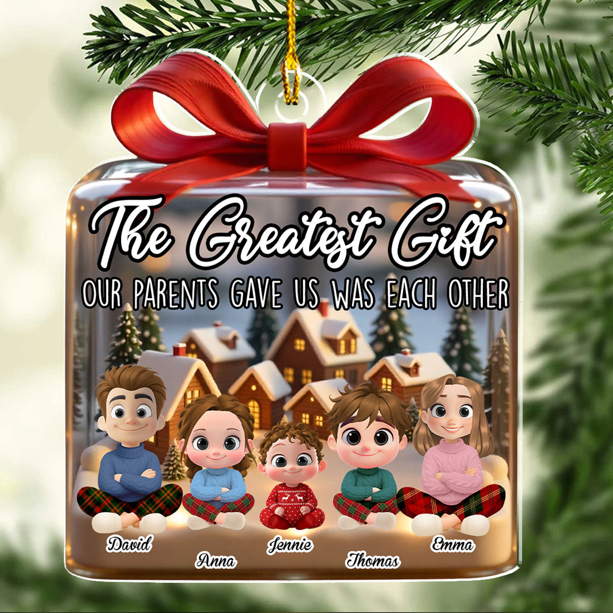 Our Greatest Gift Forever Cartoon - Personalized Custom Acrylic Ornament
