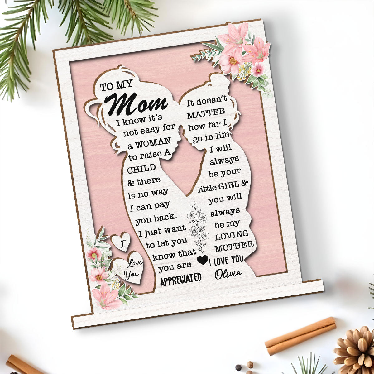 To My Mommy - Personalized Custom 2-Layer Wood Plaque With Flat Base