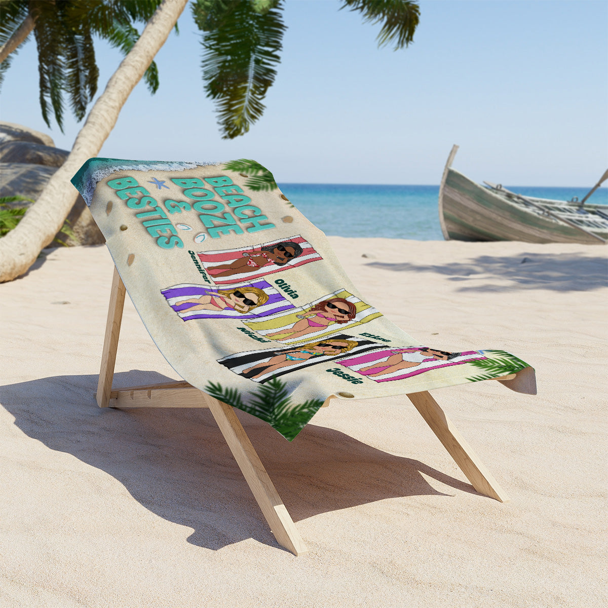 Beach, Booze & Besties - Personalized Custom Beach Towel