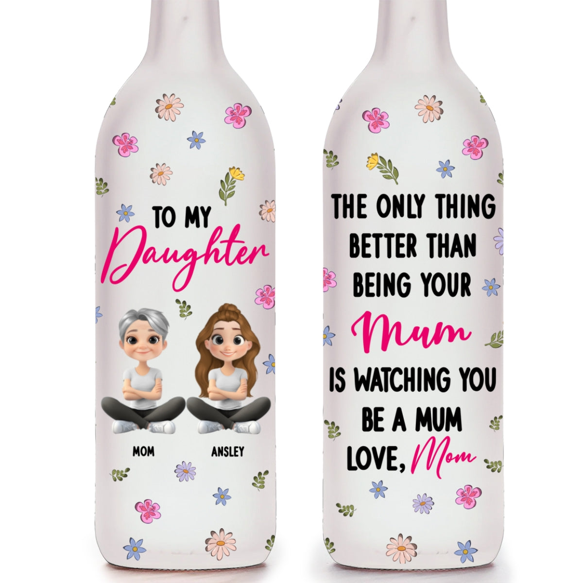 Mom And Daughter Together - Personalized Custom Bottle Lamp