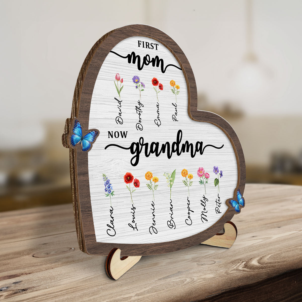 Flower Birth Month Garden Grandma - Personalized Custom Wooden Plaque