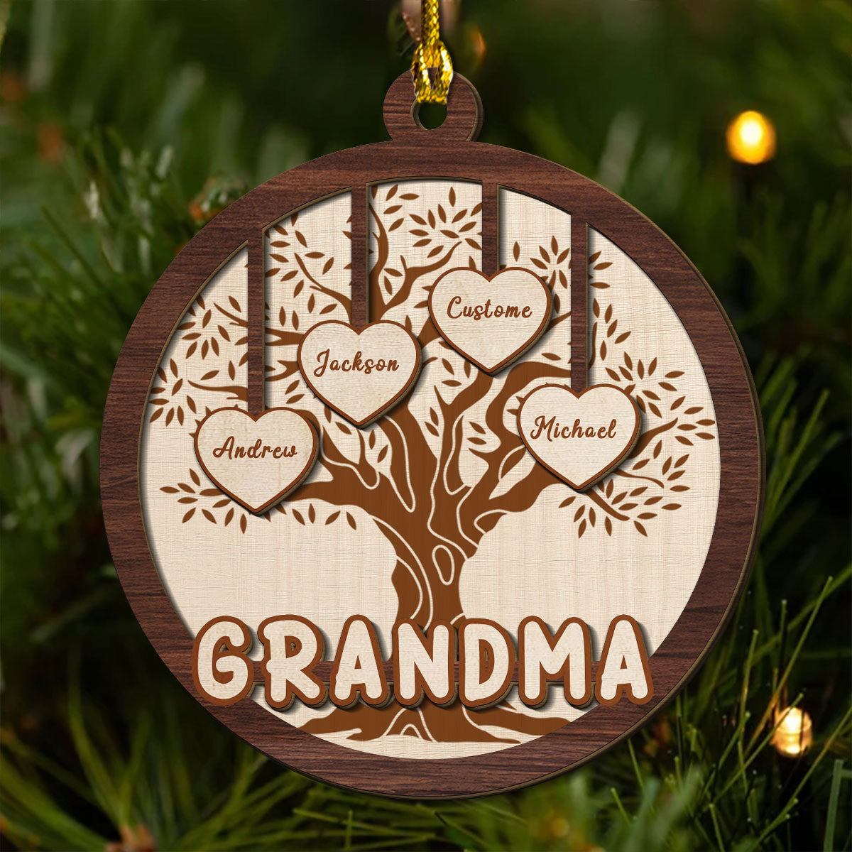 Blessed To Be Called Grandma - Personalized Custom 2-layered Wood Ornament