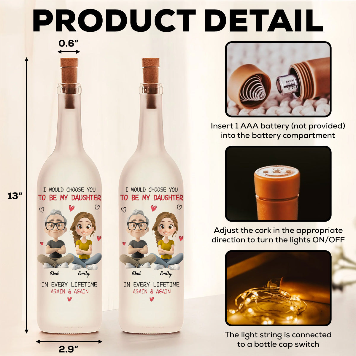 Always Choose You - Personalized Custom Bottle Lamp