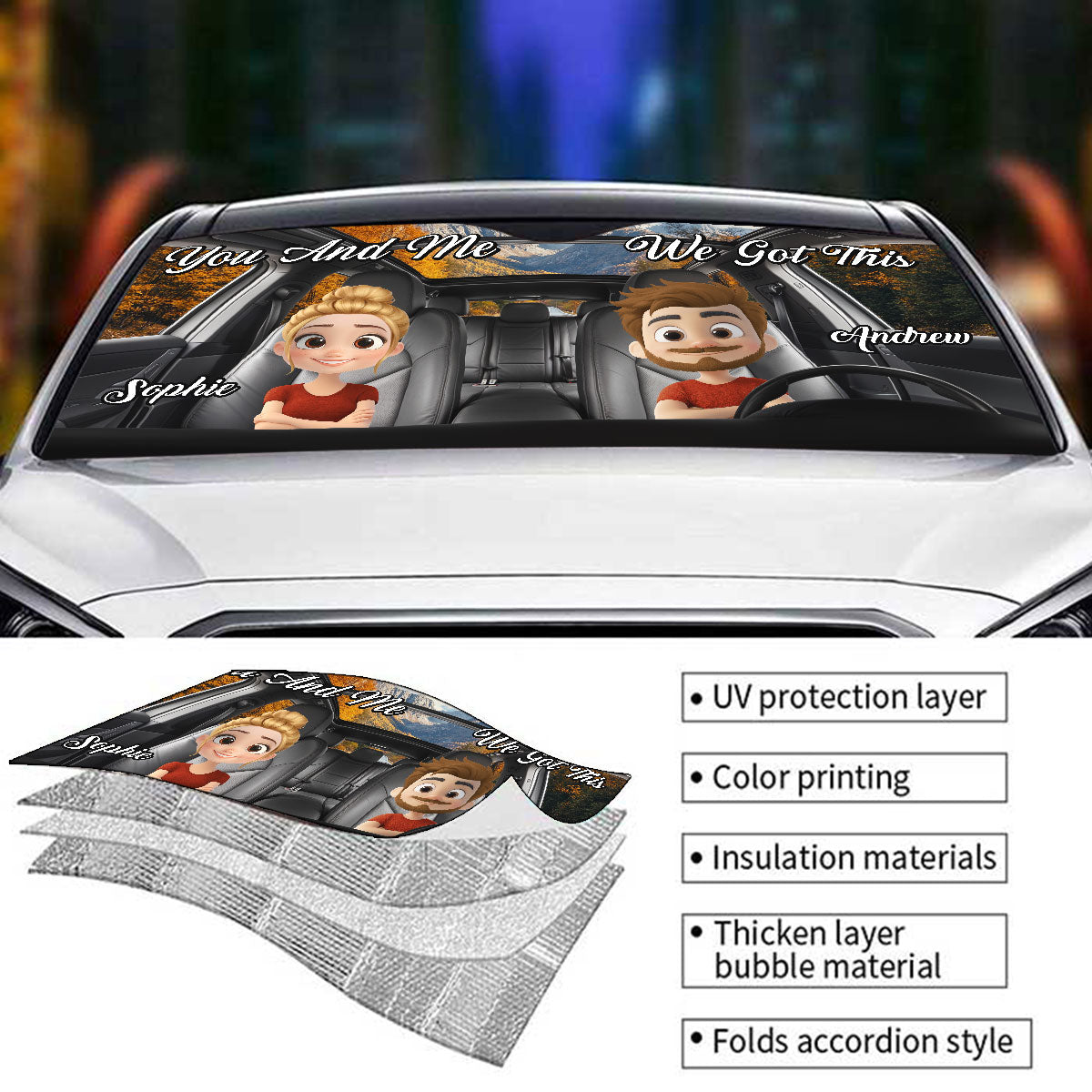You And Me Got This - Personalized Custom Car Sunshade