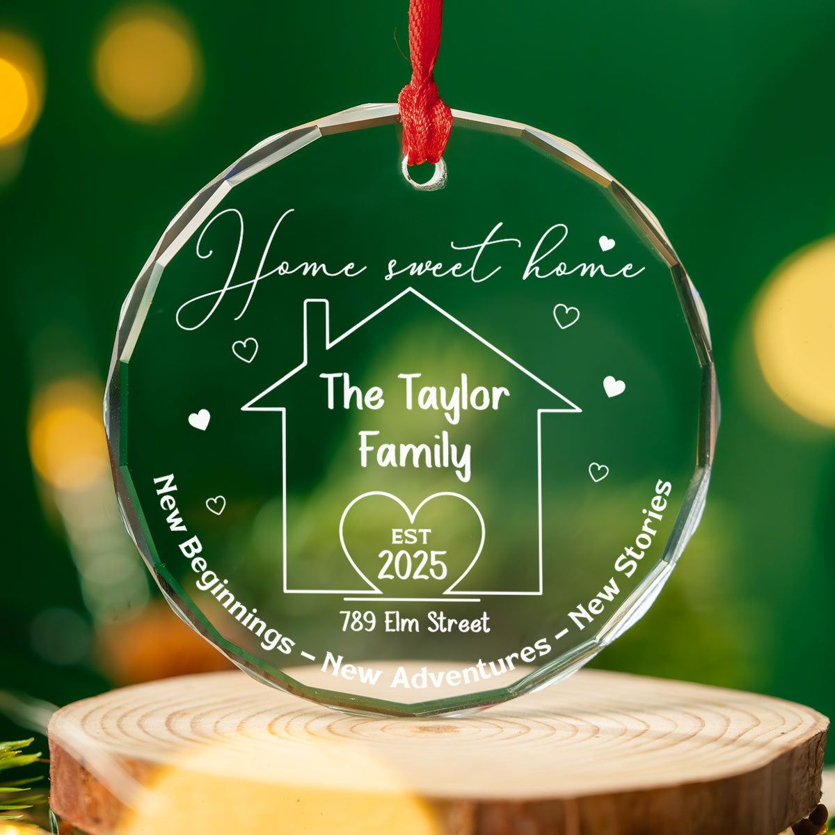 New Memories Begin Right Here - Personalized Custom Glass Ornament
