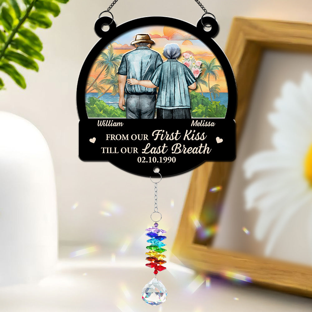 From Our First Kiss - Personalized Custom Suncatcher With Crystal Rainbow Charm