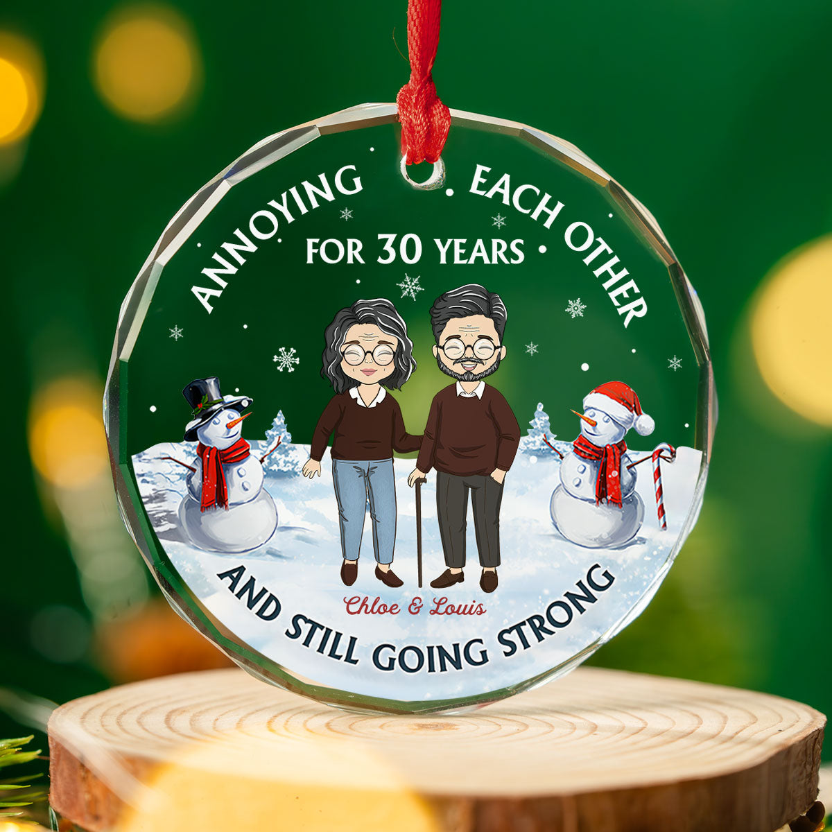 Old Couple Annoying Each Other - Personalized Custom Glass Ornament